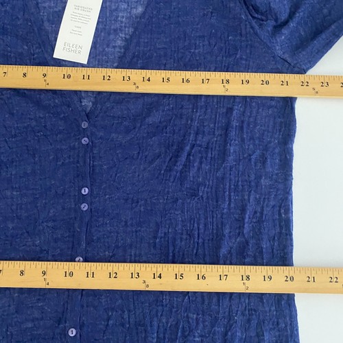 Eileen Fisher Slim V Neck Cardi Cardigan Size XL Lightweight Wool Blend Saphire - Picture 9 of 10