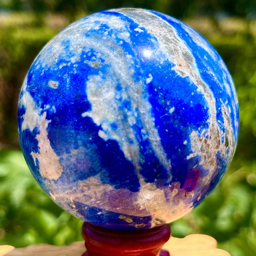 396G Natural Lapis lazuli jasper Quartz Sphere Crystal Ball Reiki Healing - Picture 12 of 16
