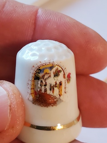 Torremolinos Fingerhut VINTAGE SELTEN HANDBEMALT MIT NADELN ~ UNGLAUBLICHES STÜCK X6