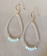 NEW GOLD FILLED SILVER 925 AQUAMARINE SUNDANCE CHARM HANDMADE EARRINGS