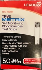Leader True Metrix blood glucose test strips 50 count.