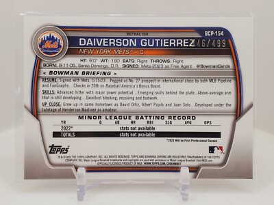 2023 Bowman Chrome 1st Daiverson Gutierrez Refractor 346/499