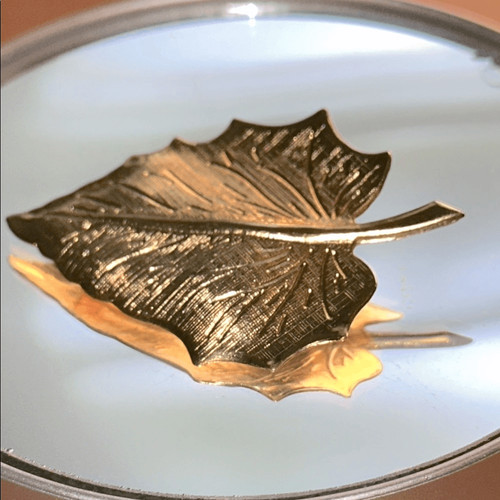 Shiny Gold Tone Leaf Brooch