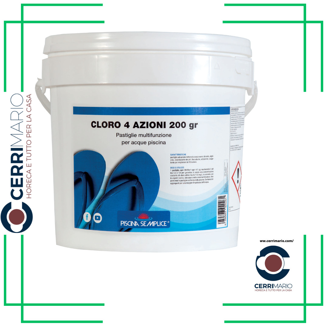 Pastiglie Cloro 4 in 1 per Piscina 5kg - Azione Antialghe e Flocculante