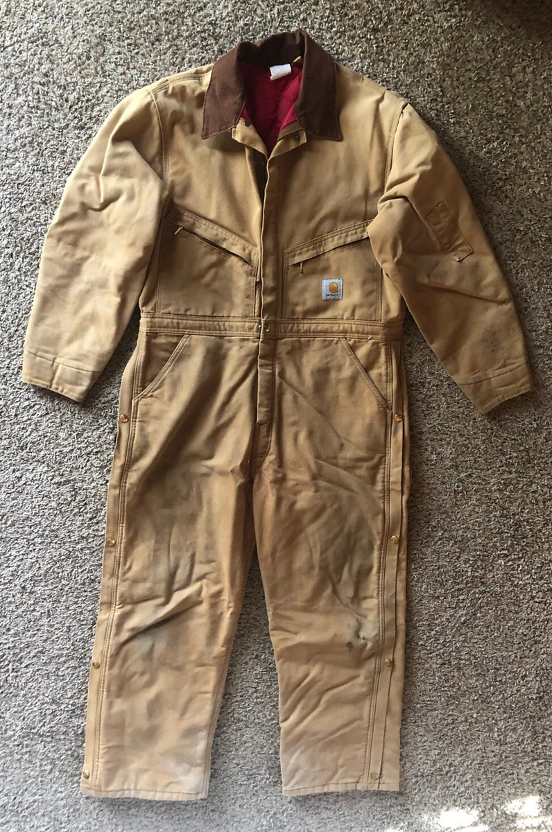 Vintage Carhartt Men s 996QZS Insulated Coveralls Size 44 Short USA MADE Brown