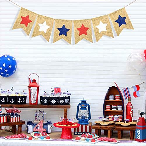 Happy 4th of July Bunting Burlap Star Banner American Independence Day - Bild 6 von 6