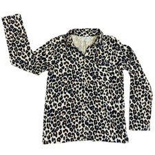 Nordstrom Leopard Print Button Down Cotton Sleepwear Shirt Beige Size S NWOT
