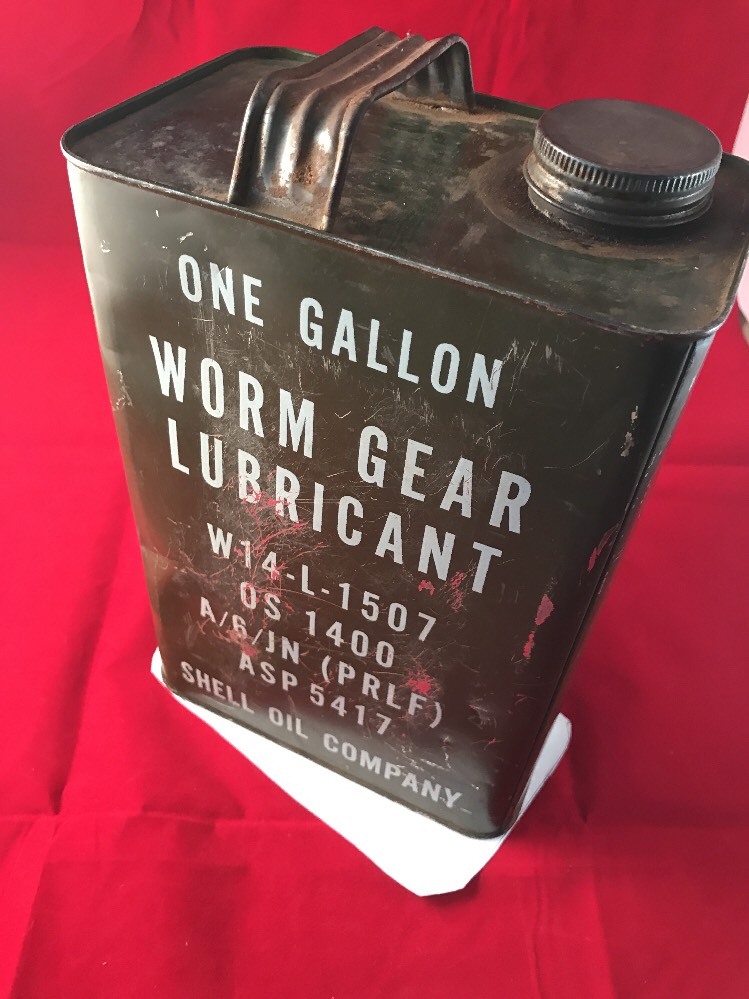 U.S. Military Worm Gear Lubricant Shell OIL1 gal Full Metal Tin Can