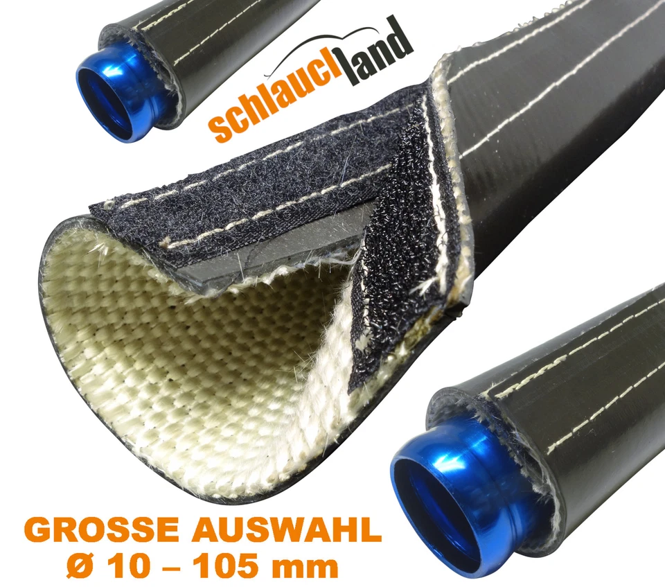 SCHLAUCHLAND 1m HITZESCHUTZSCHLAUCH SILIKON TITAN KLETT SCHWARZ Schutz Schlauch Kabel Leitung