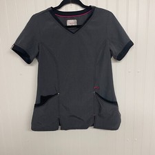 Scrub Top Scrubstar Women Small Gray Poly Blend Short Sleeve V Neck Uniform Wear