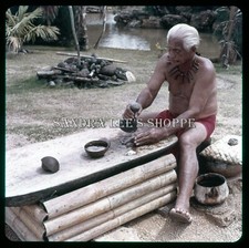 1970s Commercial Slide Polynesian Cultural Center Pounding Hawaiian Poi #7212