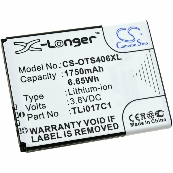 Akku Kompatibel Mit Alcatel Typ Tli017C1 3,8V 1750Mah/6,7Wh Li-Ion Schwarz-image