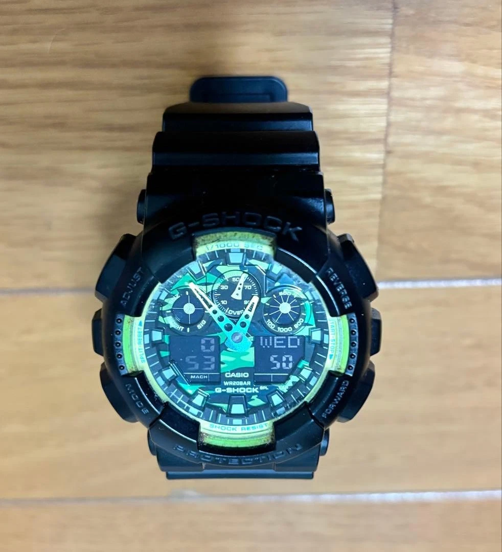 G SHOCK Watch GA 100LY 1A Overseas Edition Camouflage Lime 200m 