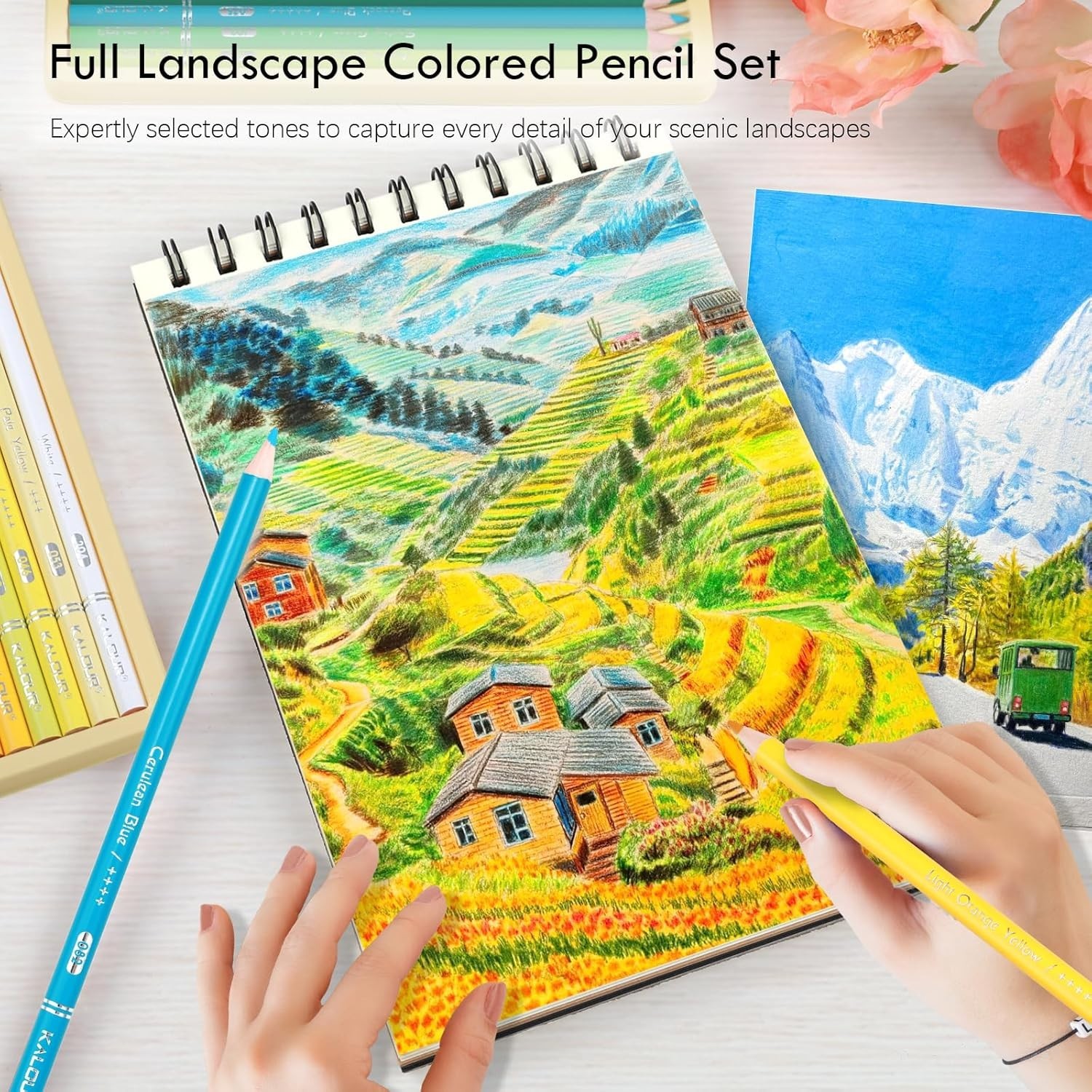 36-Piece Yellow Landscape Coloured Pencil Set – Pre-Sharpened Wooden