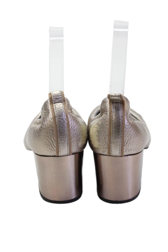 Zapatos de salón Lanvin para mujer sin cordones de cuero metálico plateados talla 38,5 Foto 3 de 4