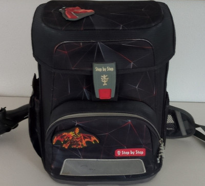 Step by Step Schulranzen mit Drachenmotiv, Muster, schwarz und rot, für Schule