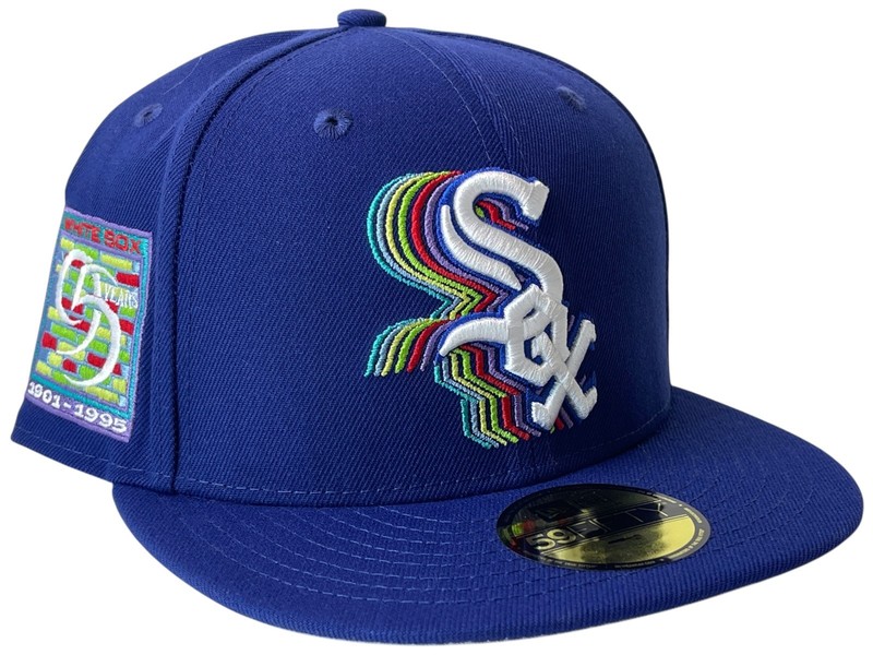 New Era Chicago White Sox Blue Fitted 59Fifty Side Patch Baseball Hat Size 7 1/2