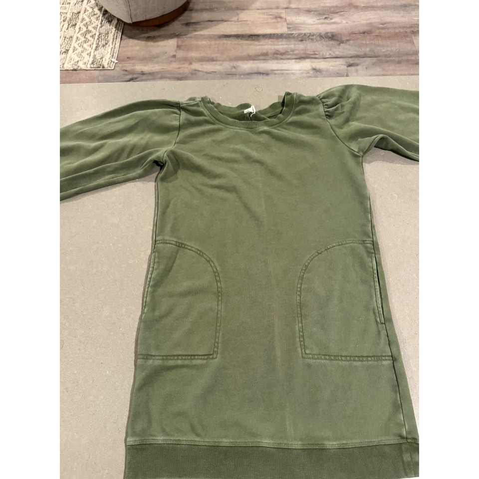 Daily Practice by Anthropologie Olive Green Puff Sleeve Sweatshirt Dress Size S - Image 4 of 4