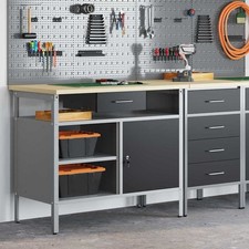 Banco da lavoro con cassetto Nero e Grigio 100 x 55 x 85 cm