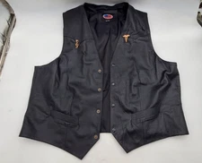 Vintage Vietnam Veteran Leather Vest 2XL Black Biker JWM Wholesale, Inc