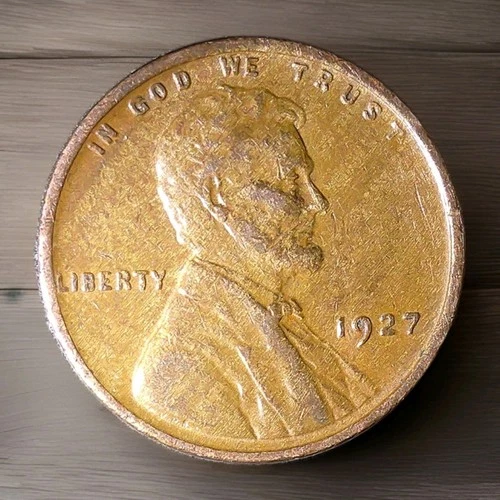 1927 P Lincoln Wheat Penny Improper Alloy Error Wood Grain Woody