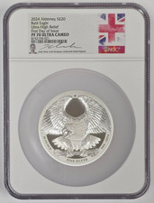 2024 Alderney Bald Eagle 10oz Fine 999 Silver $20 Coin NGC PF70 Ultra Cameo FDOI