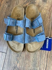 Birkenstock Kids Arizona Blue Suede Two Strap Slide Sandals Size EU 32 US 1-1.5