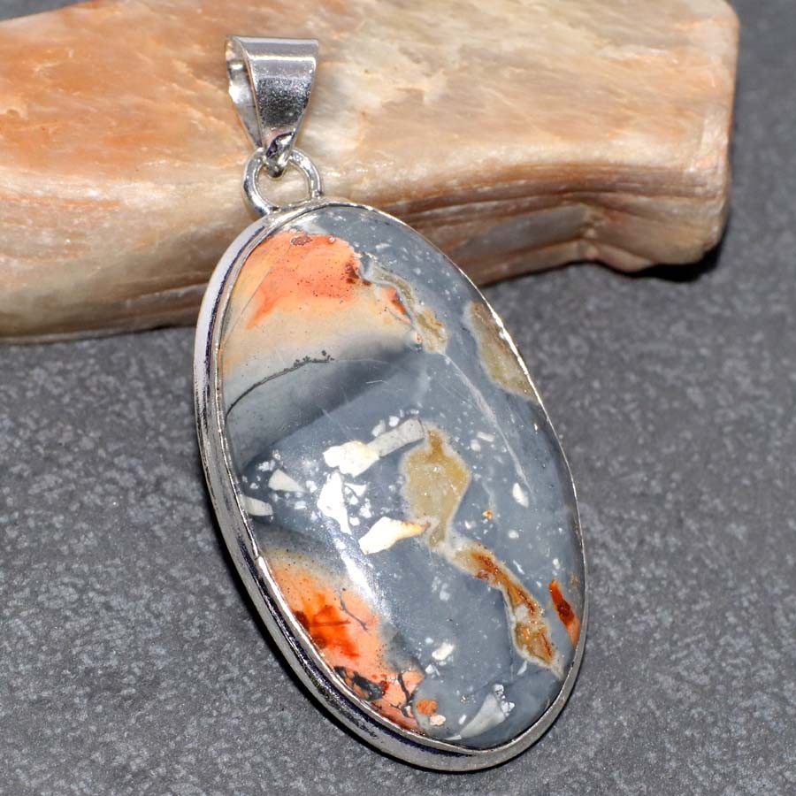 Maligano Jasper 925 Silver Plated Pendant 2