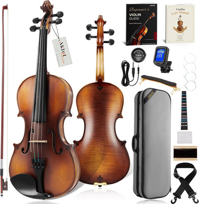 Handcrafted Flamed Maple Violin: Full Size Matte Fiddle, Acoustic Advanced 4/4 V