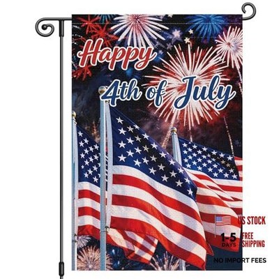 4th of July Garden Flag 12x18 Inch, Welcome God Bless America Small Patriotic