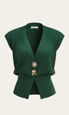 NWT Metal Detail Cap Sleeve Ribbed Knit Vest - Small