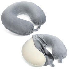 2 Packs Travel Neck Pillow Cover, U Shaped Neck Pillow Covers with Zipper,
