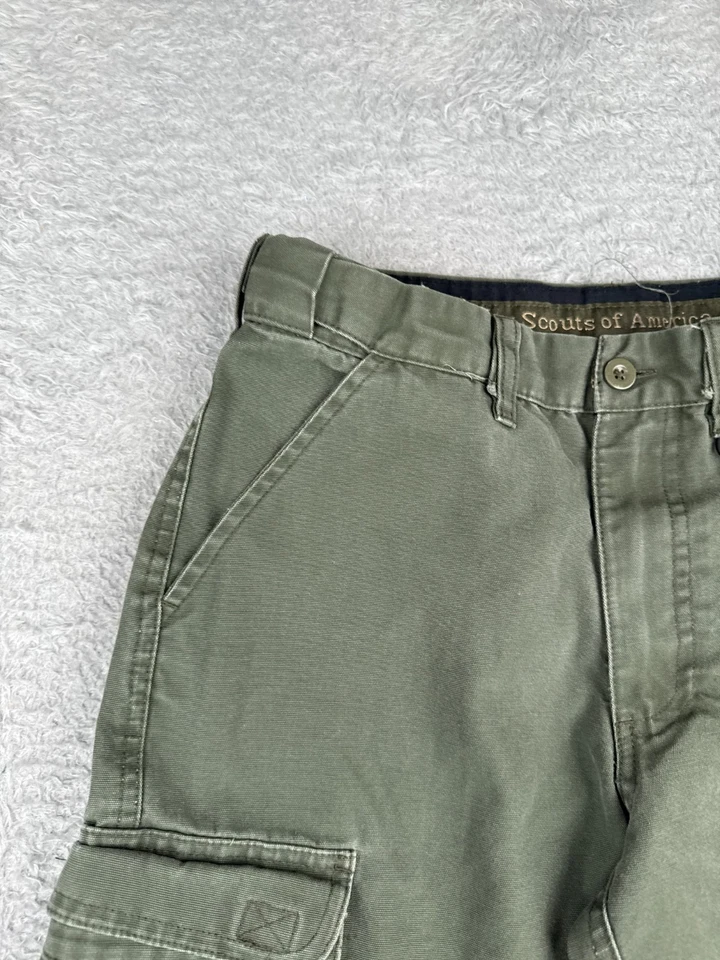 Boy Scouts Shorts Youth 12 Green Cotton Blend Convertible NO LEGS Cargo 25x10 - Image 4 of 4