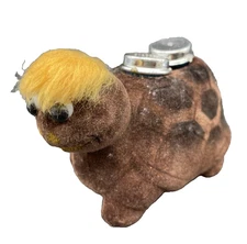 Vintage 1960-70's Chocolate Fuzzy Turtle salt and pepper shakers NOS Hong Kong