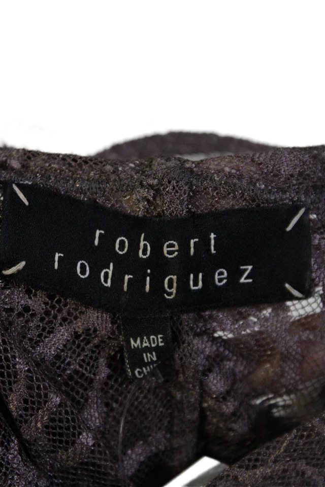 Blusa de mujer Robert Rodriguez etiqueta negra de encaje manga corta púrpura talla 6 Foto 4 de 4