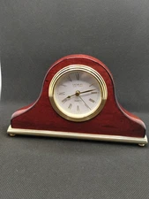 Vintage Cherry Wood Grain Danbury Mantel Clock with Gold Tone Accents