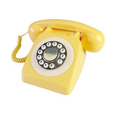 Corded Retro Phone, 80's Classic Telephone/Old Fashion Landline Yellow