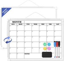 Monthly Whiteboard Calendar for Wall, Small 16" X 12" Dry Erase Board with Plast