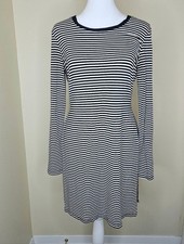 Tango Mango Black White Striped Tunic Top Size Small Long Sleeve Side Slits