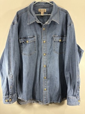 Duluth Trading Co XXL Button-Up Heavy Denim Shirt Long Sleeve Pockets