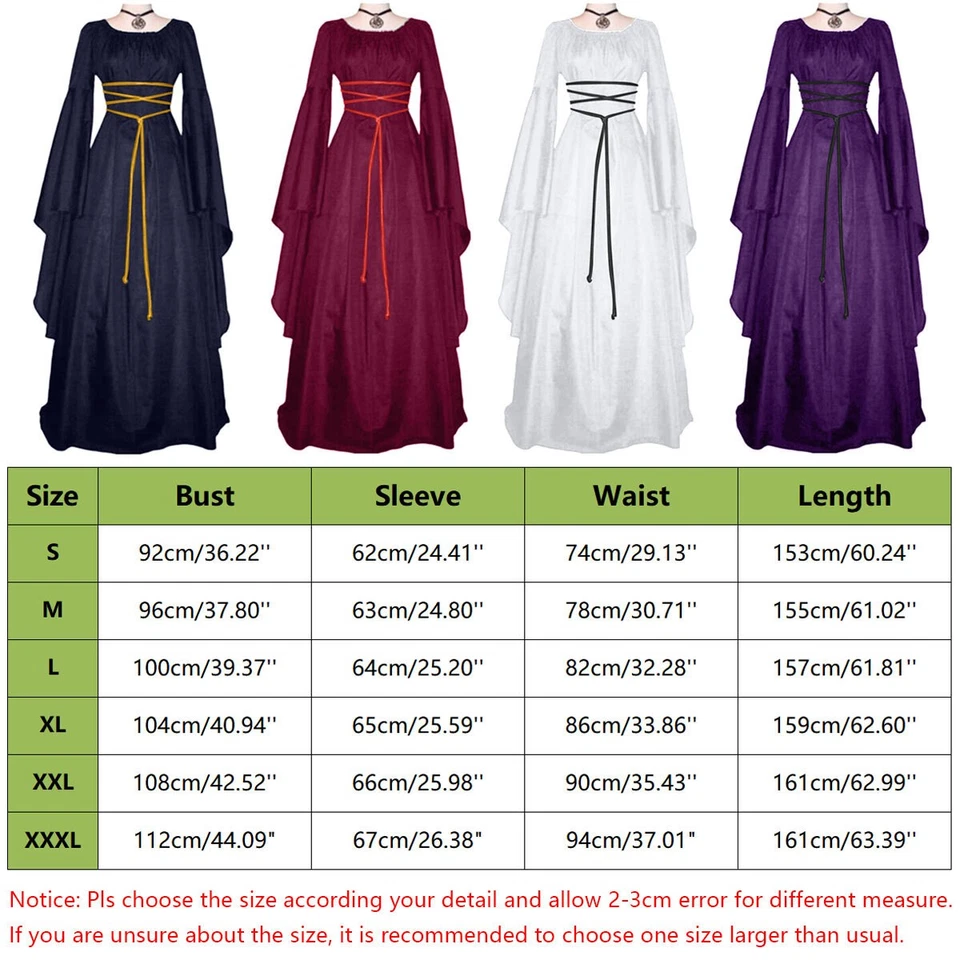Женщин Ренессанс средневековый ведьма карнавальный костюм костюм готический викторианский длинное платье - Изображение 2 из 4