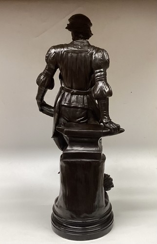 Uffrecht & Co Bronzed Terracotta Figure Of Armour smith Blacksmith 19th Century - Picture 8 of 14