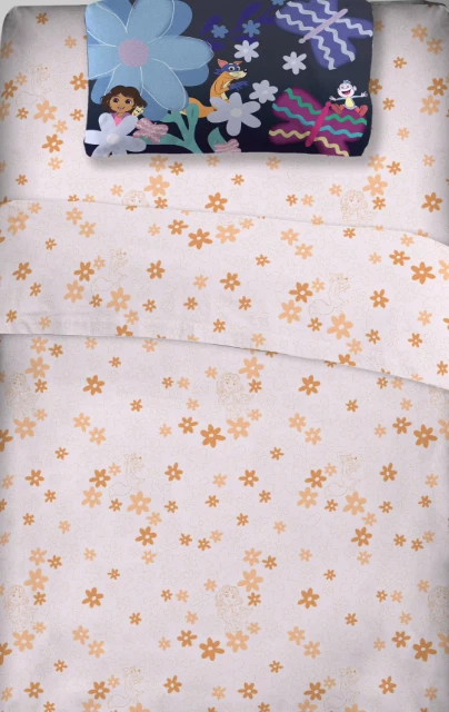 Juego de sábanas dobles Dora la Exploradora 3 piezas ropa de cama de microfibra floral rosa para niños Foto 4 de 4