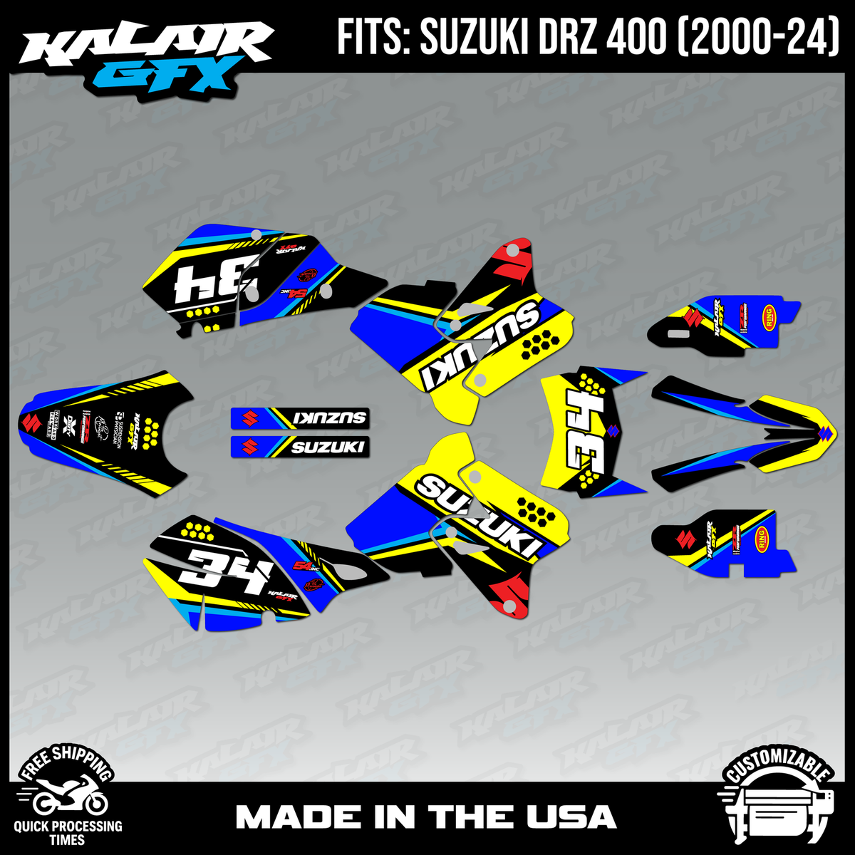 Graphics kit for Suzuki DRZ400 SM, S and E (2000-2024) Icon Series