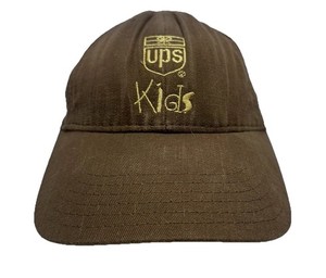 VTG UPS Kids Uniform Hat Elastic Brown Youth Made in the USA Child Cotton
