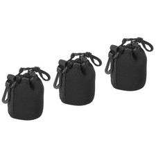 3Pcs 3.1" ID 3.9" H Camera Lens Bag with Thick Protective Neoprene Black
