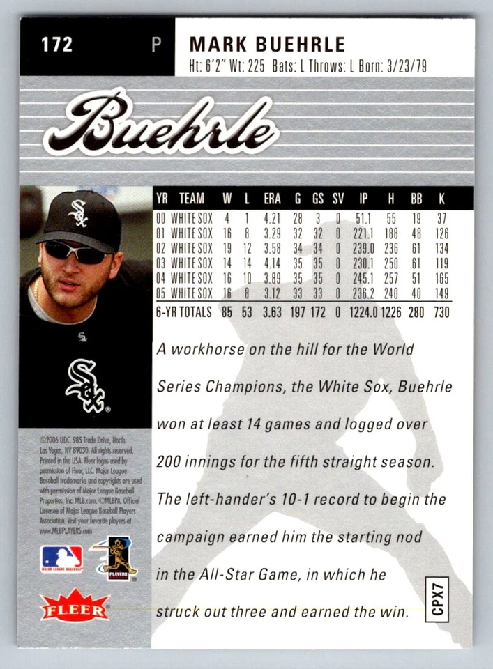 2006 Ultra #172 Mark Buehrle Chicago White Sox - Image 2 of 2
