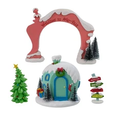 Dr. Seuss' The Grinch, 4 Piece Collectable Christmas Village Set, by Ruz