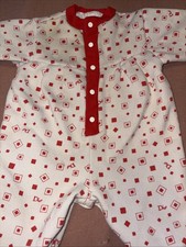 Vintage Baby Dior USA Red  White Romper Size 6 Months Dior Logo Pattern