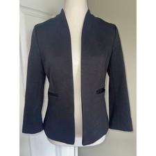J.Crew Going Out Blazer 4P Petite Black Stretch Twill Open Front Tailored Jacket